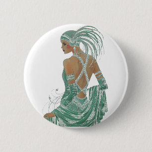 Badge Rond 5 Cm Aperçu d'élégance : Conception de robe verte dos n
