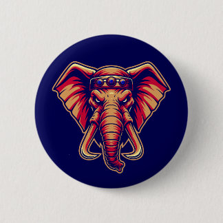 Badge Rond 5 Cm Apex Pachyderm - Édition Bleu Nuit et Orange