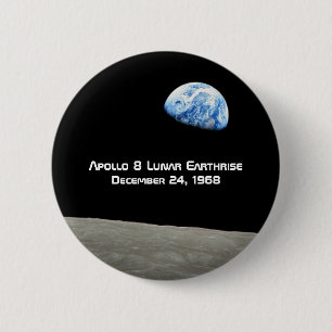 Badge Rond 5 Cm Apollo 8 Lunar Earthrise 50e Anniversaire