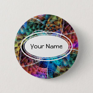 Badge Rond 5 Cm Apophyse Abstraite Fractale X + votre texte