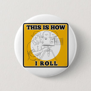 Badge Rond 5 Cm Appareil-photo de cru de pelliculage de cinéaste