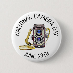 Badge Rond 5 Cm Appareil-photo jour bouton national de vacances du