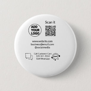 Badge Rond 5 Cm Appeler le texte du service client whatsapp Q R co
