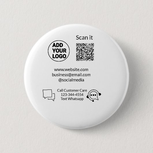 Badge Rond 5 Cm Appeler le texte du service client whatsapp Q R co (Devant)