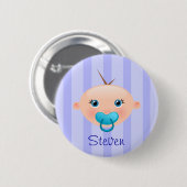 Badge Rond 5 Cm "Appelez ceci !" Bleu de visage de bébé - bouton (Devant & derrière)