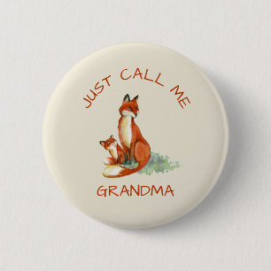 Badge Rond 5 Cm Appelez-Moi Grandma Cute Foxes Aquarelle