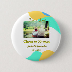 Badge Rond 5 Cm applaudissements à 50 ans l'amour est Sweet rétro