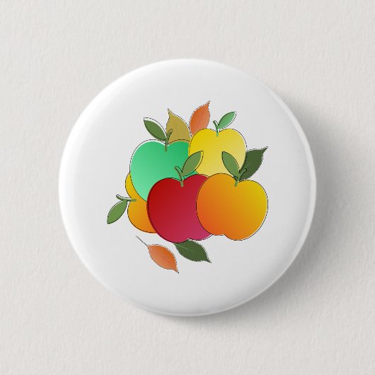 Badge Rond 5 Cm Apples and Leaves (Devant)