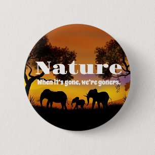 Badge Rond 5 Cm Apprécier la nature et les éléphants