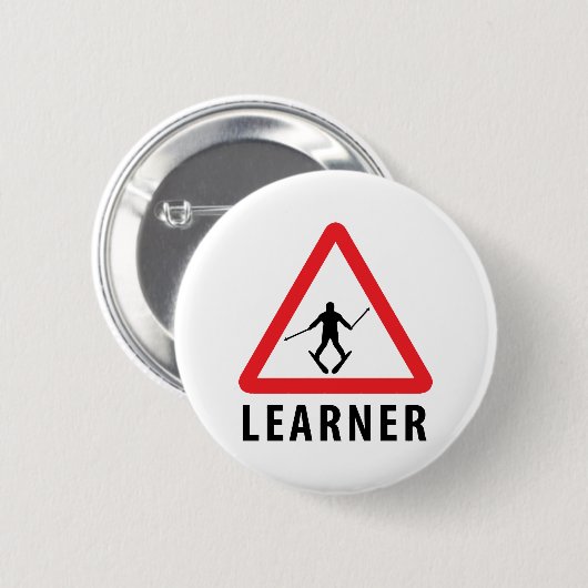 Badge Rond 5 Cm apprenant en ski (Devant & derrière)