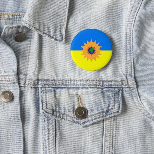 Badge Rond 5 Cm Appui à l'Ukraine Drapeau et tournesol (En situation)