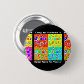 BADGE ROND 5 CM APPUI BARACK OBAMA (Devant & derrière)