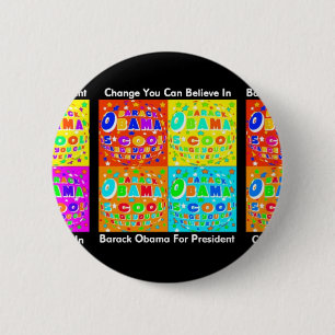BADGE ROND 5 CM APPUI BARACK OBAMA