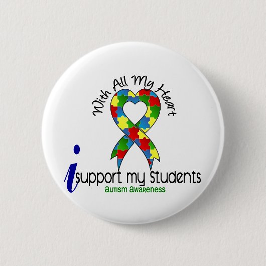 Badge Rond 5 Cm Appui de l'autisme I mes étudiants (Devant)