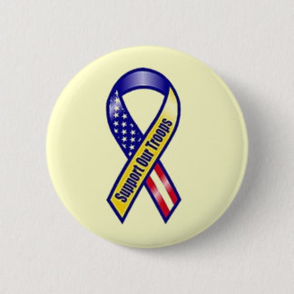 Badge Rond 5 Cm Appui jaune de ruban nos troupes