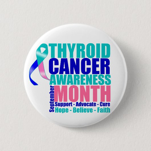 Badge Rond 5 Cm Appuyer le Mois de sensibilisation au cancer du th (Devant)