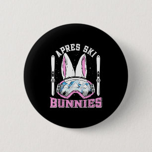 Badge Rond 5 Cm Apres ski Bunnies Lapin Neige Skieuses Femme Ski P