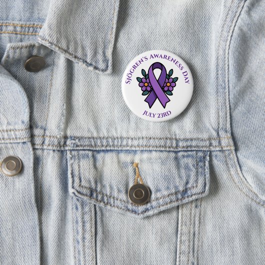 Badge Rond 5 Cm April is Sjögren's Awareness Day | Purple Ribbon (En situation)