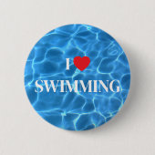 Badge Rond 5 Cm Aqua Blue I Love Piscine (Devant)