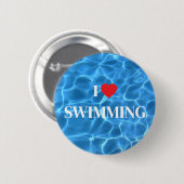 Badge Rond 5 Cm Aqua Blue I Love Piscine (Devant & derrière)
