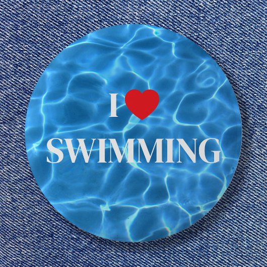 Badge Rond 5 Cm Aqua Blue I Love Piscine