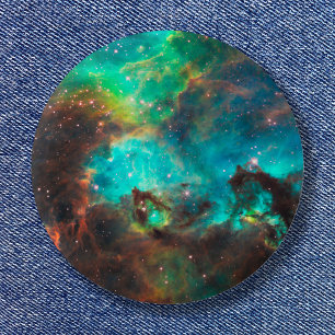 Badge Rond 5 Cm Aqua Green Star Cluster Photo spatiale
