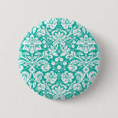 Badge Rond 5 Cm Aqua turquoise Teal damask (Devant)