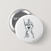 Badge Rond 5 Cm Aquaman avec Pitchfork BW (Devant & derrière)
