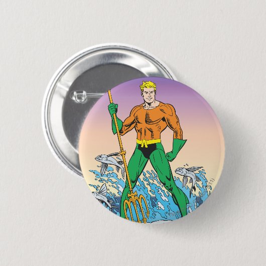 Badge Rond 5 Cm Aquaman avec Speed (Devant & derrière)