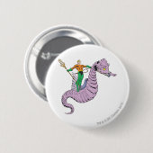 Badge Rond 5 Cm Aquaman Rides Seahorse (Devant & derrière)