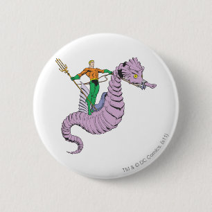 Badge Rond 5 Cm Aquaman Rides Seahorse