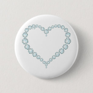 Badge Rond 5 Cm Aquamarine Gem Heart