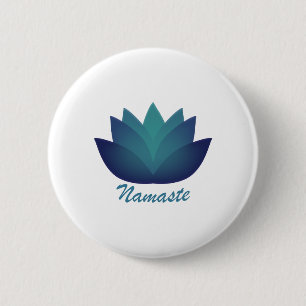 Badge Rond 5 Cm Aquamarine Lotus Namaste