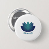 Badge Rond 5 Cm Aquamarine Lotus Namaste (Devant & derrière)
