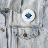 Badge Rond 5 Cm Aquamarine Lotus Namaste (En situation)