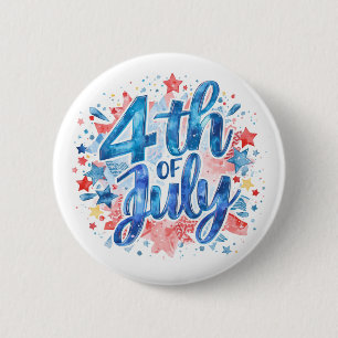 Badge Rond 5 Cm Aquarelle 4 juillet Patriotique
