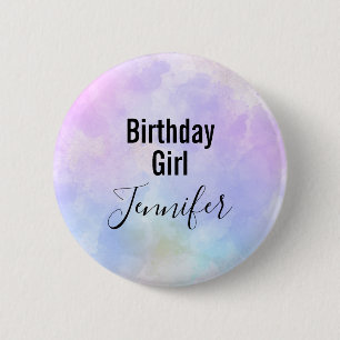 Badge Rond 5 Cm Aquarelle bleu violet élégant