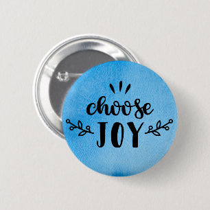 Badge Rond 5 Cm Aquarelle bleue - Choisir la joie