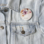 Badge Rond 5 Cm Aquarelle Boho Rose Fleurs Élégante Et Élégante (En situation)