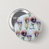 Badge Rond 5 Cm Aquarelle Calla Lys dans les couleurs dégradées (Devant & derrière)