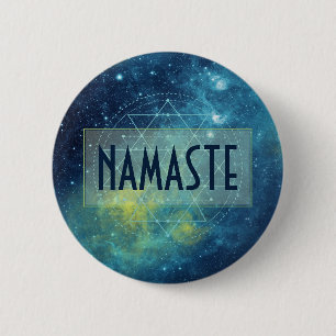 Badge Rond 5 Cm Aquarelle céleste Géométrie sacrée Personnalisée