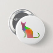 Badge Rond 5 Cm Aquarelle Chat Silhouette (Devant & derrière)