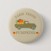 Badge Rond 5 Cm Aquarelle citrouille fraîche de ferme automne (Devant)