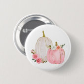 Badge Rond 5 Cm Aquarelle Citrouille Pastel rose Rose Floral (Devant & derrière)
