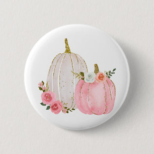 Badge Rond 5 Cm Aquarelle Citrouille Pastel rose Rose Floral