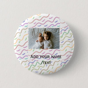 Badge Rond 5 Cm Aquarelle colorée spirale motif ajouter nom photo