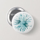 Badge Rond 5 Cm Aquarelle Corail - Bleu 2 (Devant & derrière)