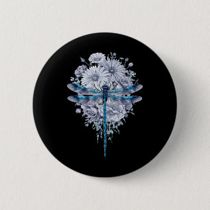 Badge Rond 5 Cm Aquarelle de libellules bleues L'art Insecte la Te