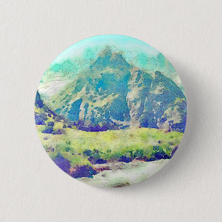 Badge Rond 5 Cm Aquarelle de paysage de montagne