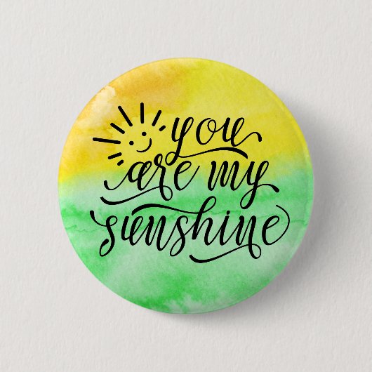 Badge Rond 5 Cm Aquarelle de vert jaune vous êtes mon bouton de (Devant)